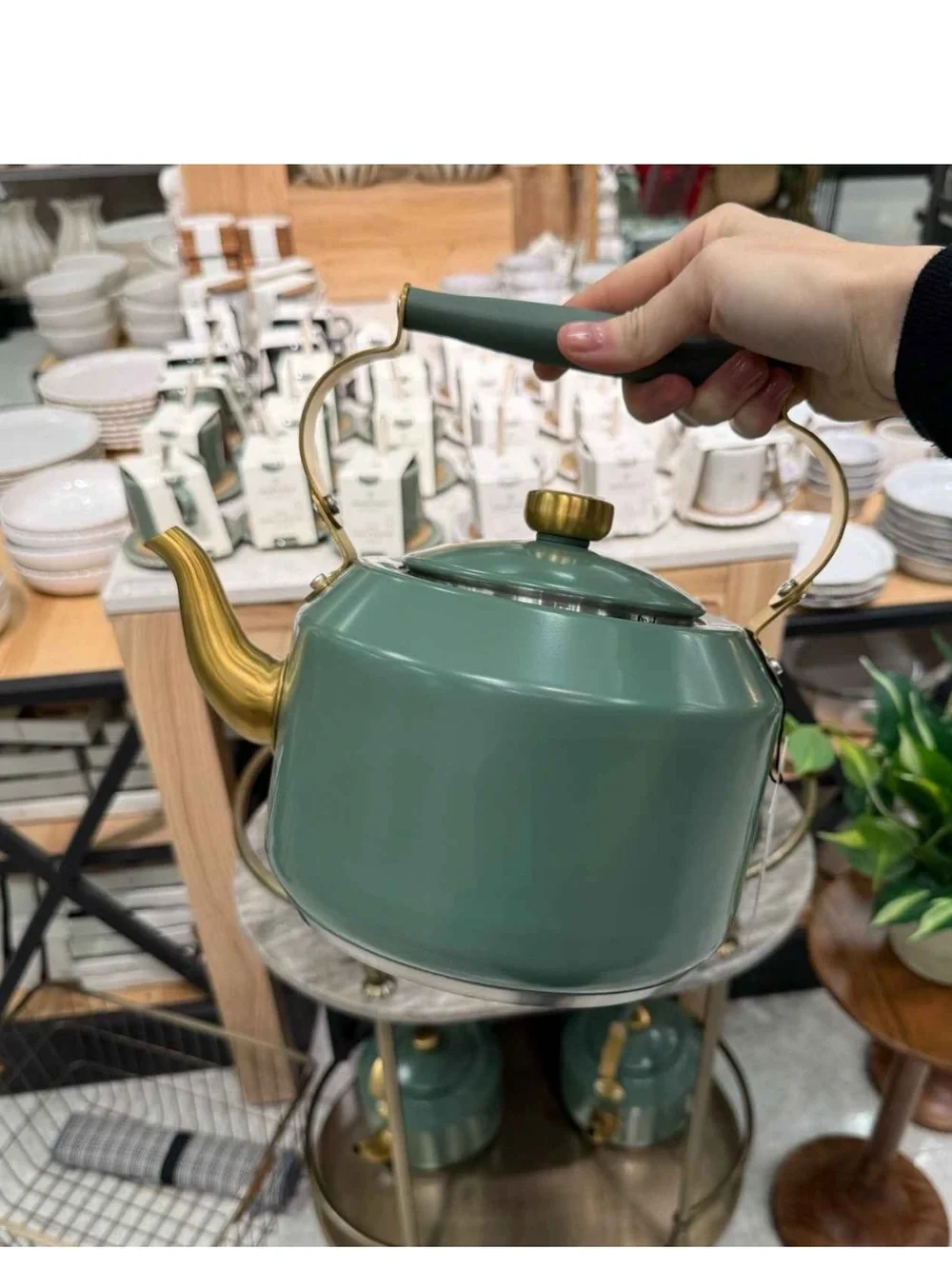 2qt Coated Tea Kettle Bright Olive - Hearth & Hand™ with Magnolia